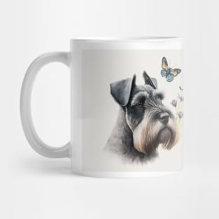 Miniature Schnauzer with butterfly Watercolour Painting Mug